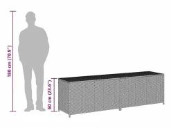 New Garden Furniture Dorian Caja de almacenaje de jardín ratán sintético 200x50x60 cm Negro
