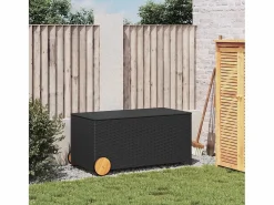 New Dorian Caja de almacenaje jardín con ruedas ratán sintético 190L Baúl De Jardín