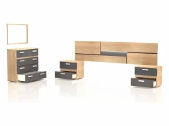 duehome Dormitorio Ataneq Pure 4C Cambria - Grafito Marru00f3n