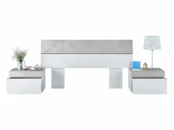 Discount Dormitorio Completo (cabecero + 2 mesitas + armario + zapatero) /Cemento Blanco