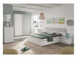 Discount Dormitorio Completo (cabecero + 2 mesitas + armario + zapatero) /Cemento Blanco