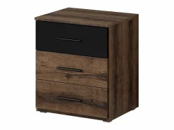 Discount Meublorama Dormitorio EOS: Armario, Cama 180x200, cómoda, mesitas de noche. Color roble oscuro y negro. Negro / Color natural oscuro