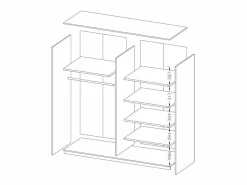 Meublorama Dormitorio EOS: Armario de 2 metros, Cama de 180x200, cómoda, mesitas de noche. Color roble oscuro y negro.