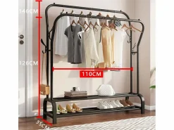 Hot Double Coast Menteau con estante de zapato 4 ganchos, 110x35x146cm- Mueble Perchero