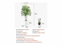 Clearance Dracaena Artificial SucceBuy, 1,8 m, Planta Artificial Tropical en Maceta Blanca, Falso Árbol Tropical, Planta Falsa Hojas Polietileno para Salón Planta Artificial