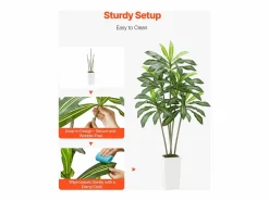 Clearance Dracaena Artificial SucceBuy, 1,8 m, Planta Artificial Tropical en Maceta Blanca, Falso Árbol Tropical, Planta Falsa Hojas Polietileno para Salón Planta Artificial