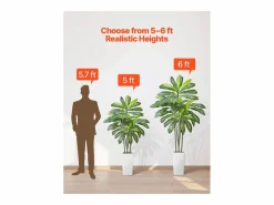 Clearance Dracaena Artificial SucceBuy, 1,8 m, Planta Artificial Tropical en Maceta Blanca, Falso Árbol Tropical, Planta Falsa Hojas Polietileno para Salón Planta Artificial