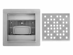 Sale Rea Drenaje Lineal Dots 120X120 Brush Steel Plateado