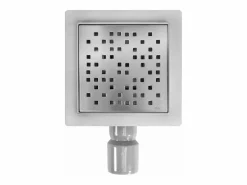 Best Rea Drenaje Lineal Dots 150X150 Brush Steel Plateado