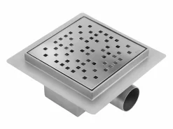 Best Rea Drenaje Lineal Dots 150X150 Brush Steel Plateado