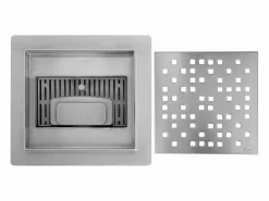 Best Rea Drenaje Lineal Dots 150X150 Brush Steel Plateado