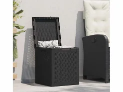 Outlet Drumkeeran Caja de almacenaje para jardín 90L PP negra ratán Baúl De Jardín