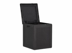 Outlet Drumkeeran Caja de almacenaje para jardín 90L PP negra ratán Baúl De Jardín
