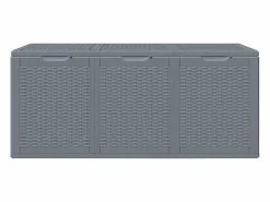 Outlet Garden Furniture Drumkeeran Caja de almacenaje para jardín PP aspecto de ratán 270 L Gris
