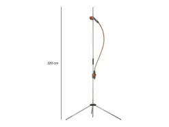 New Ducha de Jardín Trio 220 cm con Dos Tipos de Chorro, Cabezal Desmontable, Altura Regulable y Base en Trípode Accesorio Piscina