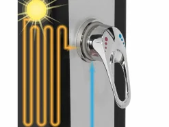 ML-DESIGN Ducha solar de jardín 40 L negro/plata cabezal ajustable grifo piscina camping Plateado