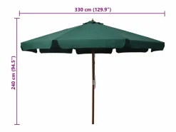 Clearance Garden Furniture Eastvale Sombrilla de jardín con palo de madera verde 330 cm