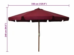 Garden Furniture Eastvale Sombrilla de jardín con palo de madera color burdeos 330 cm