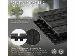 Online ML-DESIGN ECD Germany Baldosas para exterior de WPC antracita 30x30cm efecto madera 44 piezas para 4m² con sistema clic, losas para terraza, balcón o patio Gris antracita
