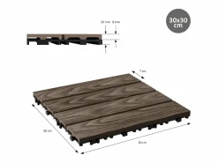 ML-DESIGN ECD Germany Baldosas para exterior de WPC marrón oscuro 30x30cm efecto madera 44 Piezas para 4m² con sistema clic, losas para terraza, balcón o patio