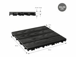 Best ECD Germany Baldosas para exterior de WPC antracita 30x30cm efecto madera 33 piezas para 3m² con sistema clic, losas para terraza, balcón o patio Terraza