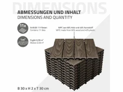 ML-DESIGN ECD Germany Baldosas para exterior de WPC marrón oscuro 30x30cm efecto madera 55 Piezas para 5m² con sistema clic, losas para terraza, balcón o patio