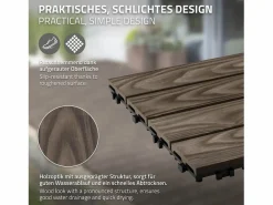 ML-DESIGN ECD Germany Baldosas para exterior de WPC marrón oscuro 30x30cm efecto madera 33 Piezas para 3m² con sistema clic, losas para terraza, balcón o patio