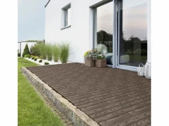 ML-DESIGN ECD Germany Baldosas para exterior de WPC marrón oscuro 30x30cm efecto madera 33 Piezas para 3m² con sistema clic, losas para terraza, balcón o patio