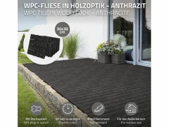 ML-DESIGN ECD Germany Baldosas para exterior de WPC antracita 30x30cm efecto madera 11 piezas para 1m² con sistema clic, losas para terraza, balcón o patio