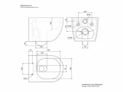 LuxeBath ECD Germany Inodoro suspendido sin borde de cerámica , revestimiento Nano, inodoro suspendido de pared de 52 cm de largo, con asiento Softclose