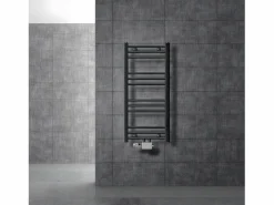 ECD Germany Radiador de baño Calentador de Toallas Radiador 400 x 800 mm Antracita Recto con conexión Central Radiador Secadora Incl. Termostato con paso universal