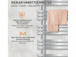 ECD Germany Radiador de baño Calentador de Toallas Radiador 400 x 800 mm Antracita Recto con conexión Central Radiador Secadora Incl. Termostato con paso universal