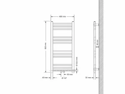 Outlet ECD Germany Radiador de baño Calentador de Toallas Radiador 400 x 800 mm Antracita Recto con conexión Central Radiador Secadora Incl. Termostato con paso al suelo Gris antracita