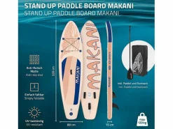 New Tabla hinchable de paddle surf SUP Makani 320 x 80 x 15 cm de PVC color albaricoque con bomba de aire, bolsa de transporte y accesorios Deportes Náuticos