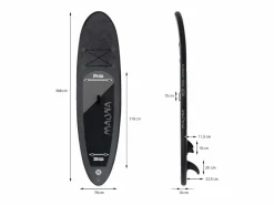 New ECD Germany Tabla hinchable de paddle surf SUP Maona 308 x 78 x 10 cm de PVC hasta 120kg con bomba de aire, bolsa de transporte y accesorios Negro