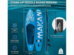 Best Tabla hinchable de paddle surf SUP Makani 320 x 80 x 15 cm de PVC hasta 120kg con bomba de aire, bolsa de transporte y accesorios Deportes Náuticos