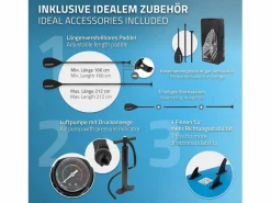 Best Tabla hinchable de paddle surf SUP Makani 320 x 80 x 15 cm de PVC hasta 120kg con bomba de aire, bolsa de transporte y accesorios Deportes Náuticos