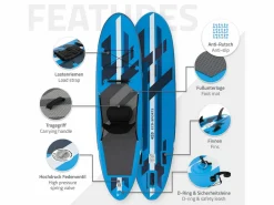 ECD Germany Tabla hinchable de paddle surf SUP 320x82x15 cm PVC hasta 120kg con asiento de kayak, bomba de aire, bolsa de transporte y accesorios