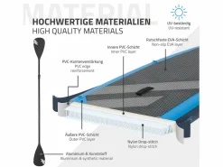 ECD Germany Tabla hinchable de paddle surf SUP 320x82x15 cm PVC hasta 120kg con asiento de kayak, bomba de aire, bolsa de transporte y accesorios