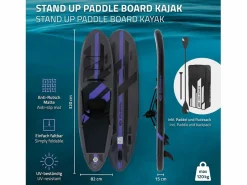 ECD Germany Tabla hinchable de paddle surf SUP 320x82x15cm PVC hasta 120kg con asiento de kayak, bomba de aire, bolsa de transporte y accesorios