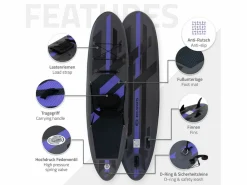 ECD Germany Tabla hinchable de paddle surf SUP 320x82x15cm PVC hasta 120kg con asiento de kayak, bomba de aire, bolsa de transporte y accesorios