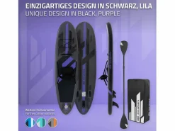 ECD Germany Tabla hinchable de paddle surf SUP 320x82x15cm PVC hasta 120kg con asiento de kayak, bomba de aire, bolsa de transporte y accesorios