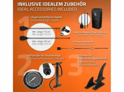 Sale ECD Germany Tabla hinchable de paddle surf SUP Makani 320 x 80 x 15 cm de PVC hasta 120kg con bomba de aire, bolsa de transporte y accesorios Naranja