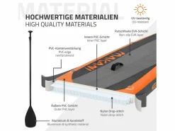 Sale ECD Germany Tabla hinchable de paddle surf SUP Makani 320 x 80 x 15 cm de PVC hasta 120kg con bomba de aire, bolsa de transporte y accesorios Naranja