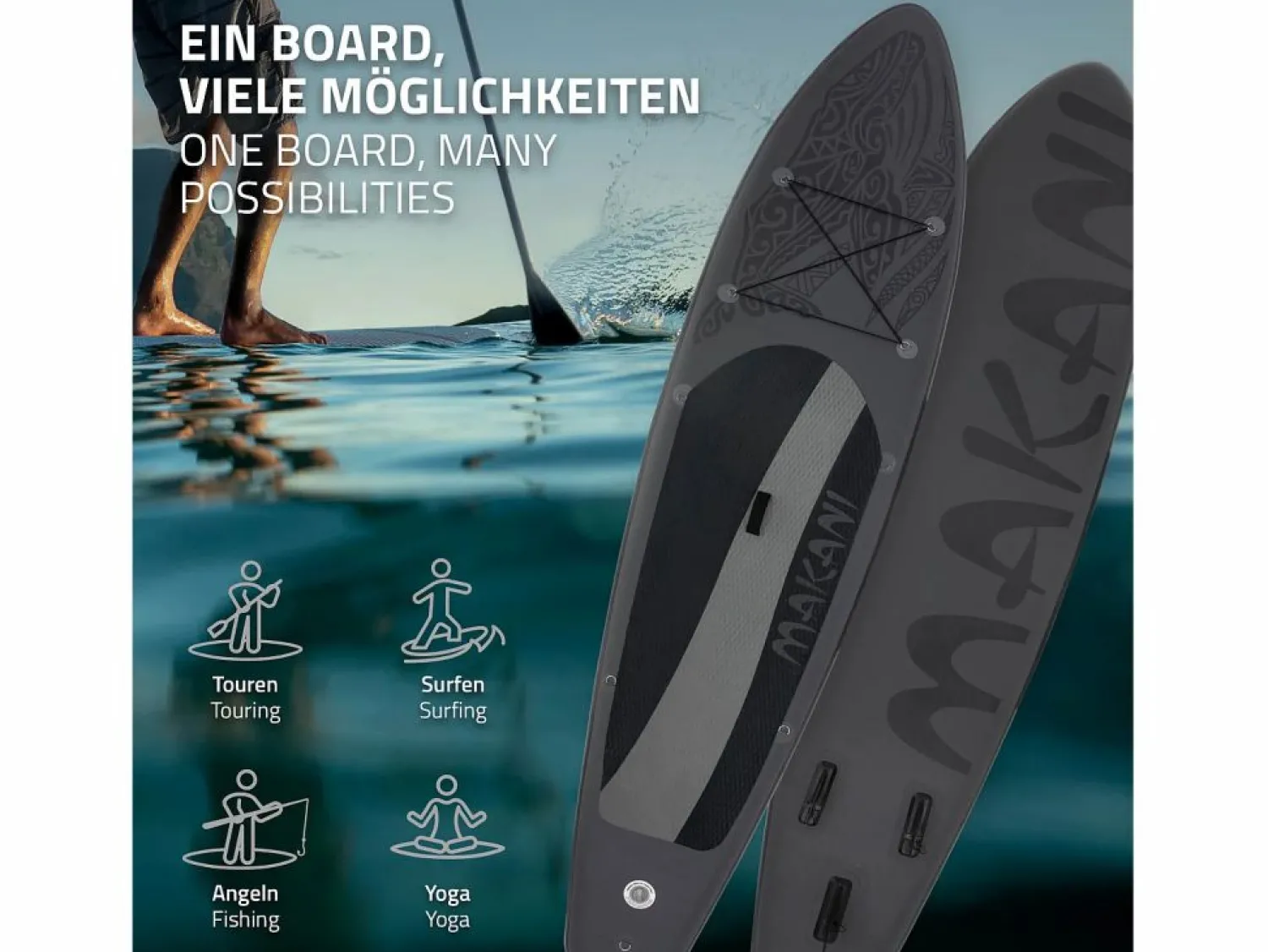 Online Tabla hinchable de paddle surf SUP Makani 320 x 80 x 15 cm de PVC hasta 120kg con bomba de aire, bolsa de transporte y accesorios Deportes Náuticos