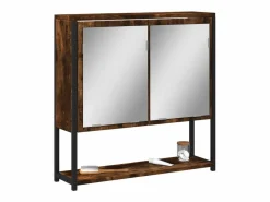 Sale Garden Furniture Edmondo Armario con espejo baño madera roble ahumado 60x16x60 cm Marru00f3n