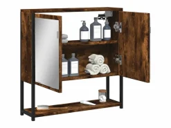 Sale Garden Furniture Edmondo Armario con espejo baño madera roble ahumado 60x16x60 cm Marru00f3n