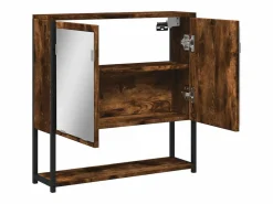 Sale Garden Furniture Edmondo Armario con espejo baño madera roble ahumado 60x16x60 cm Marru00f3n