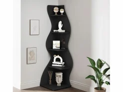 Outlet Elegante pequeña biblioteca de esquina - Estantería de esquina moderna de 5 niveles - Forma única para salón, oficina en casa - Librería