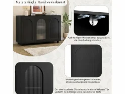 Merax Elegante y discreto aparador en forma de U - 120 x 40 x 78,5 cm - con puerta de cristal - ideal para cualquier espacio - MDF -